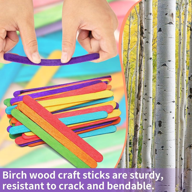 WISYOK 2000 Pcs Colored Popsicle Sticks for Crafts, 4.5 Inch Colored Wooden Craft Sticks, Ice Cream Sticks, Rainbow Popsicle Sticks, Great for DIY Craft Creative Designs and Handicraft - Image 4